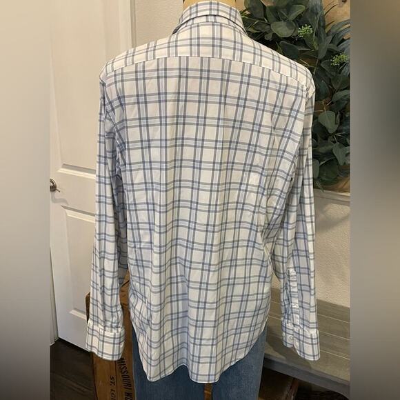 Bonobos Grey/Blue Check Button Down Slim Fit Shirt XL - Picture 3 of 8